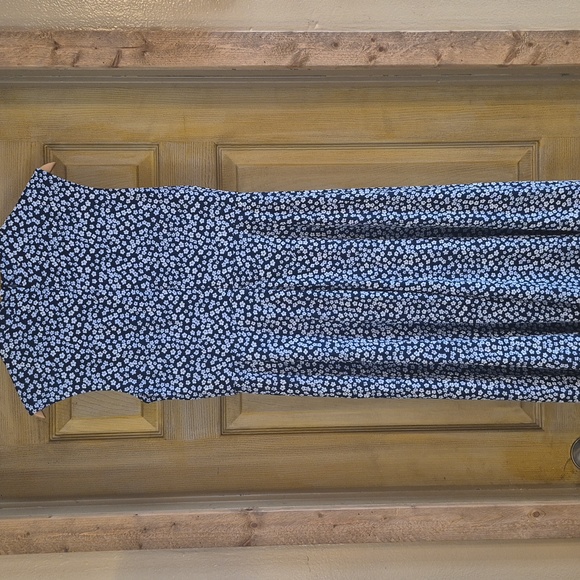 Jessica Howard Navy Sleeveless Zip Closure Back Dress White Floral Daisies 14P - Picture 4 of 12